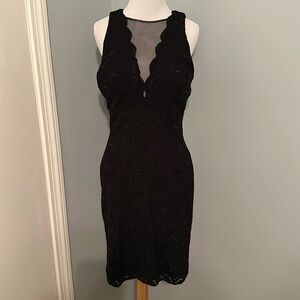 Black lace mesh chest dress